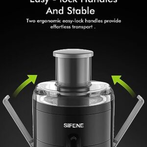 Juicer Machines, SiFENE Compact Centrifugal Juicer Extractor, Juice Maker for Vegetable and Fruit with 3-Speed Setting, BPA Free, Easy to Clean, Black