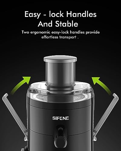 Juicer Machines, SiFENE Compact Centrifugal Juicer Extractor, Juice Maker for Vegetable and Fruit with 3-Speed Setting, BPA Free, Easy to Clean, Black