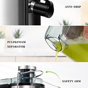 Juicer Machines with 1000W Motor, GDOR Extra Wide 3” Feed Chute Juicer, Juice Extractor for Whole Fruits and Vegetables, Easy to Clean Juice Maker, Centrifugal Juicer, BPA-Free, Anti-Drip, Silver