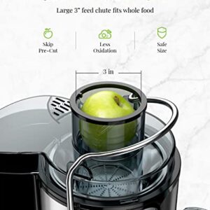 Juicer Machines with 1000W Motor, GDOR Extra Wide 3” Feed Chute Juicer, Juice Extractor for Whole Fruits and Vegetables, Easy to Clean Juice Maker, Centrifugal Juicer, BPA-Free, Anti-Drip, Silver