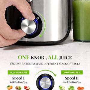 Juicer Machines with 1000W Motor, GDOR Extra Wide 3” Feed Chute Juicer, Juice Extractor for Whole Fruits and Vegetables, Easy to Clean Juice Maker, Centrifugal Juicer, BPA-Free, Anti-Drip, Silver