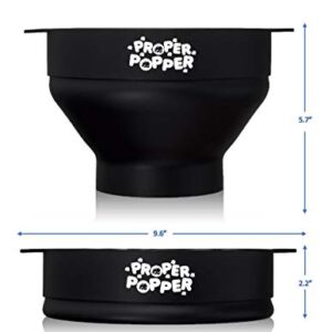 The Original Proper Popper Microwave Popcorn Popper, Silicone Popcorn Maker, Collapsible Bowl BPA Free & Dishwasher Safe - (Black)