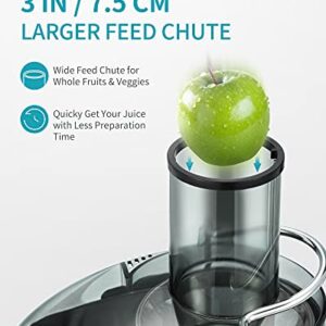 Ultrean Juicer Machine, 800w Juicer with Big Mouth 3” Feed Chute, Dual Speeds Centrifugal Juice Maker for Fruits and Veggies, Easy to Clean and BPA Free