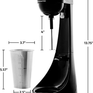 OVENTE Classic Milkshake Maker Machine 2 Speed with 15.2 Oz Stainless Steel Mixing Cup, Compact & Easy Clean Drink Mixer Blender for Malted Milk, Soft Ice Cream, and Protein Shakes, Black MS2070B