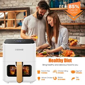 Air Fryer 4.2 QT Oilless Hot AirFryer 1200W Healthy Cooker Small Oven with 7 Presets, Digital LCD Touch Screen, Visual Cooking Window, Non-Stick Basket, Included Recipe (White)