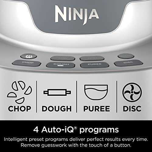 Ninja NF701 Professional XL Food Processor, 1200 Peak-Watts, 4-in-1, Chopping, Slicing/Shredding, Purees, Dough, 12-Cup Processor Bowl, 2 Blades & 2 Discs, Feed Chute/Pusher, Black,Silver