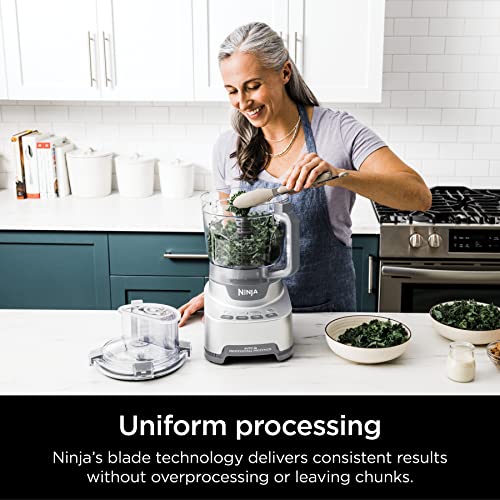 Ninja NF701 Professional XL Food Processor, 1200 Peak-Watts, 4-in-1, Chopping, Slicing/Shredding, Purees, Dough, 12-Cup Processor Bowl, 2 Blades & 2 Discs, Feed Chute/Pusher, Black,Silver