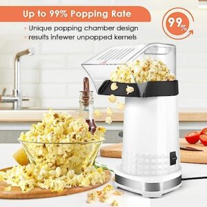 Popcorn Machine, High Pop Rate Hot Air Popcorn Maker with Measuring Cup Etl Certified, 2 Minutes Fast Making Popcorn Popper, BPA Free, No Oil Mini Popcorn Machine, Air Popper Popcorn Poppers for Home