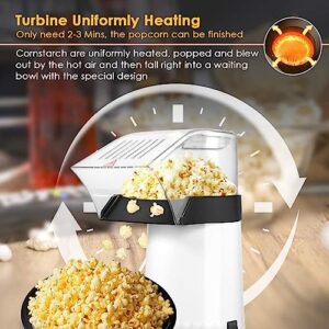 Popcorn Machine, High Pop Rate Hot Air Popcorn Maker with Measuring Cup Etl Certified, 2 Minutes Fast Making Popcorn Popper, BPA Free, No Oil Mini Popcorn Machine, Air Popper Popcorn Poppers for Home