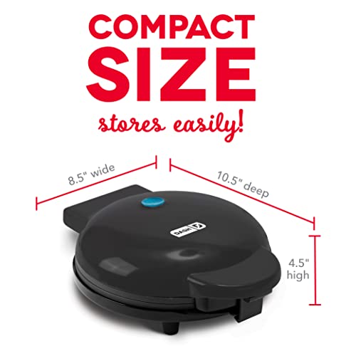 DASH Express 8” Waffle Maker for Waffles, Paninis, Hash Browns + other Breakfast, Lunch, or Snacks, with Easy to Clean, Non-Stick Cooking Surfaces - Black