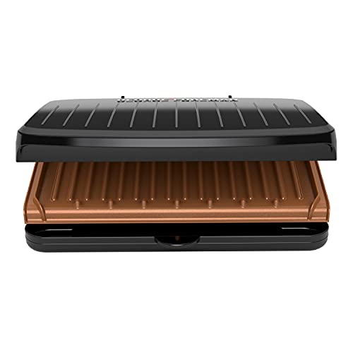 George Foreman 5-Serving Classic Plate Electric Indoor Grill and Panini Press, Space Saving Design, Black