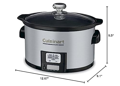 Cuisinart PSC-350 3-1/2-Quart Programmable Slow Cooker, Silver, 9-1/2 in H x 9.1 in W x 12.67 in L