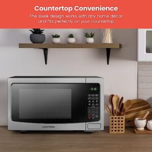 Chefman Countertop Microwave Oven 1.1 Cu. Ft. Digital Stainless Steel Microwave 1000 Watts with 6 Auto Menus, 10 Power Levels, Eco Mode, Memory, Mute Function, Child Safety Lock, Easy Clean