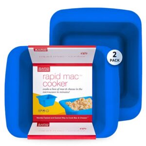 rapid mac cooker | microwave macaroni & cheese in 5 minutes | perfect for dorm, small kitchen or office | dishwasher safe, microwaveable, bpa-free | blue, 2 pack