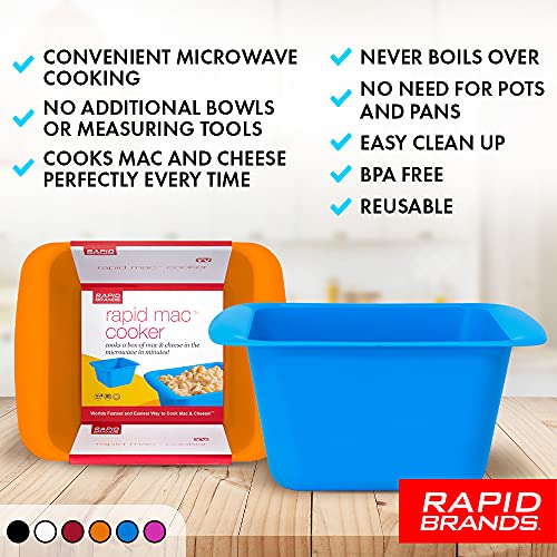 Rapid Mac Cooker | Microwave Macaroni & Cheese in 5 Minutes | Perfect for Dorm, Small Kitchen or Office | Dishwasher Safe, Microwaveable, BPA-Free | Blue, 2 Pack