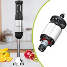 Immersion Blender 7 in 1 Hand Blender Ice Chopper 800W Heavy Duty Motor, 20 Speed and Turbo Mode Handheld Blender Stainless Steel Blade with Ice Crush Blade, Storage Bracket, 500ML Chopper, 600ML Mixing Beaker, Whisk, Milk Frother