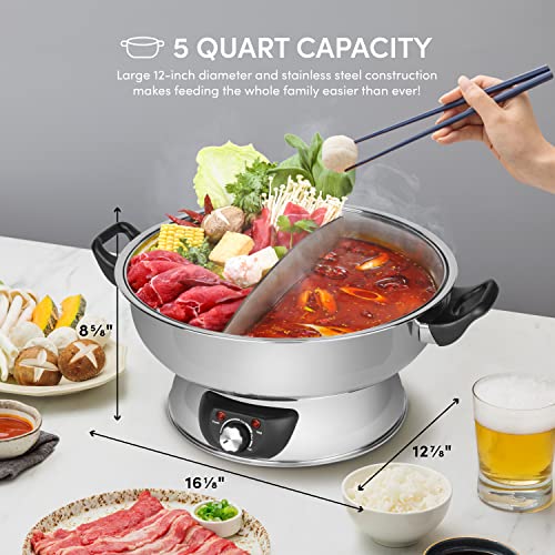 Aroma Housewares ASP-610 Dual-Sided Shabu Hot Pot, 5Qt, Stainless Steel Aroma Housewares 3 Uncooked/6 Cups Cooked Rice Cooker, Steamer, Multicooker, 2-6 cups, Black