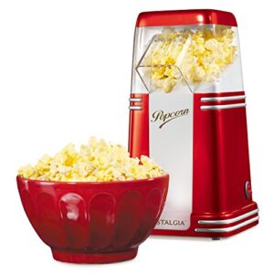 Nostalgia Hot-Air Electric Popcorn Maker, 8 Cups, Healthy Oil Free Popcorn with Measuring Scoop, Retro Red