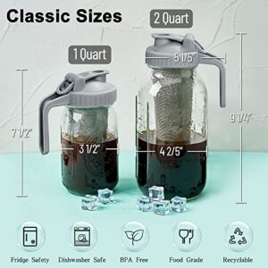 OneDream Cold Brew Coffee Maker - 2 Quart 64oz Stainless Steel Filter Cold Brew Pitcher Jar, No Leaks Cold Brew Mason Jar Coffee Maker, Easy to Clean Cold Coffee Maker