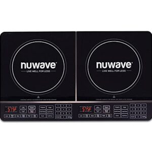 Nuwave PIC Double, Portable, Powerful 1800W with 2 Large 8” Heating Coils, Independent Controls, 94 Temp Settings from 100°F to 575°F in 5°F Increments, 11.5” Shatter-Proof Ceramic Glass Surface