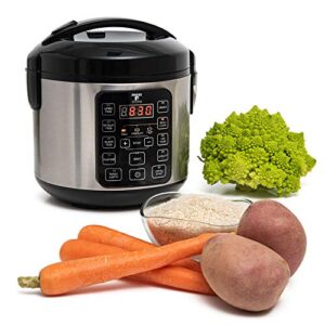 moss & stone electric multicooker digital rice cooker small 4-8 cup 10 pre-programmed settings brown & white rice / food steamer, slow cooker electric cooker with steamer for vegetables, nonstick pot stainless steel rice cooker