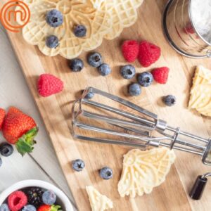 MasterChef Pizzelle Maker - Non-stick Electric Cookie Baker Press, Make Two Homemade 5-Inch Italian Waffle Cookies at Once for Breakfast, Dessert, Birthday Gift