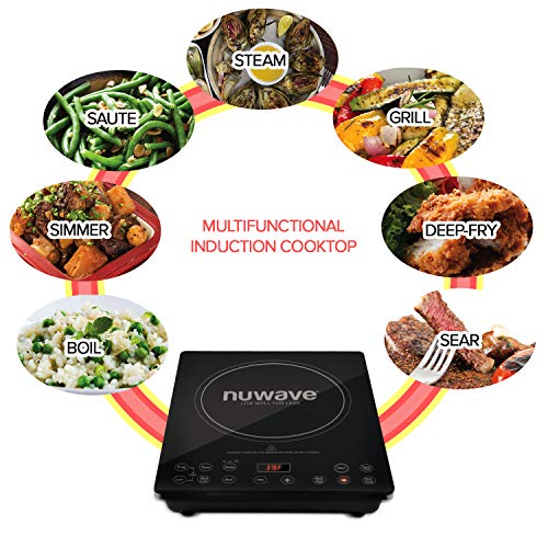 Nuwave Pro Chef Induction Cooktop, NSF-Certified, Commercial-Grade, Portable, Powerful 1800W, Large 8” Heating Coil, 94 Temp Settings 100°F - 575°F in 5°F, Shatter-Proof Ceramic Glass Surface