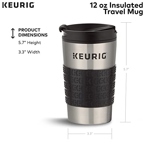 Keurig 3-Month Brewer Maintenance Kit, 7 Count & Travel Mug Fits K-Cup Pod Coffee Maker, 1 Count (Pack of 1), Stainless Steel