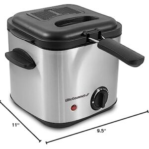 Elite Gourmet EDF1550# Electric 1.5 Qt. / 6 Cup Oil Capacity Deep Fryer, Adjustable Temperature, Removable Basket, Lid with Viewing Window, Stainless Steel