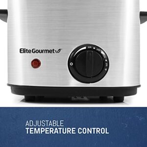 Elite Gourmet EDF1550# Electric 1.5 Qt. / 6 Cup Oil Capacity Deep Fryer, Adjustable Temperature, Removable Basket, Lid with Viewing Window, Stainless Steel