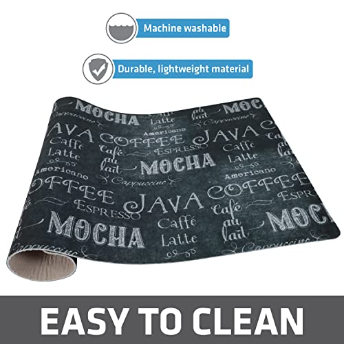 Drymate Coffee Maker Mat, (Coffee Station Bar Accessory) Protects Kitchen Countertops From Spills, Stains & Scratches, Absorbent, Waterproof, Washable (USA Made) (12” x 20”) (Java Chalkboard)