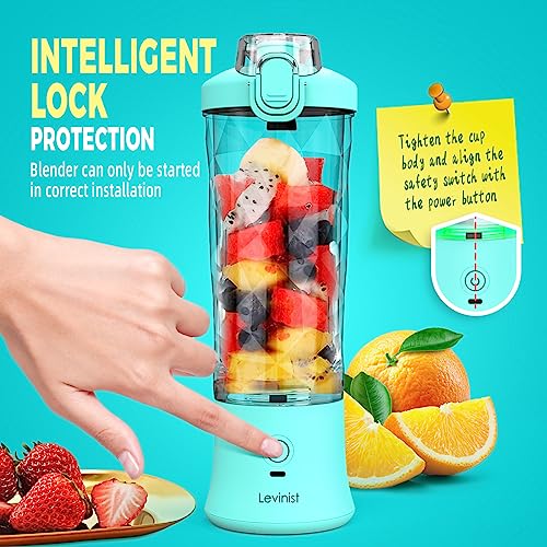 20oz Portable Blender, 5000mAh Rechargeable Personal Blender For Shakes and Smoothie, 6 Stainless Steel Blades USB and BPA-Free Mini Portable Blender for Fresh Juicer Kitchen/Gym/Travel/Office