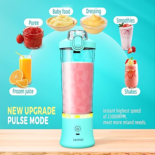 20oz Portable Blender, 5000mAh Rechargeable Personal Blender For Shakes and Smoothie, 6 Stainless Steel Blades USB and BPA-Free Mini Portable Blender for Fresh Juicer Kitchen/Gym/Travel/Office