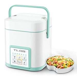 tlog mini rice cooker 2.5 cups uncooked, healthy ceramic coating portable rice cooker, 1.2l travel rice cooker small for 1-3 people, personal rice maker, food steamer, 12 hours delay timer, multi-cooker for grains, oats