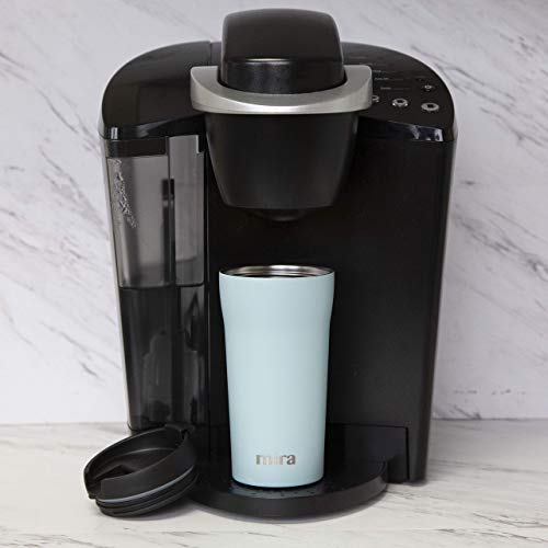 MIRA Coffee Lover Bundle with 12oz Insulated French Press (Pearl Blue) and 12oz Insulated Travel Mug (Pearl Blue)