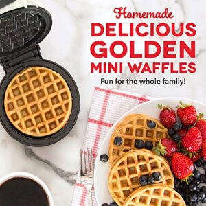 Dash DMW001WH Machine Mini waffle maker, 4 inch, White & DCB001MW Wonderful Mini Waffles Recipe Book with Gluten, Vegan, Paleo, Dairy + Nut Free Options, Over 80+ Easy to Follow Guides, Cookbook