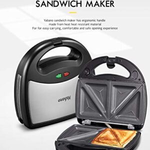 Yabano Sandwich Maker, Waffle Maker, Toaster and Electric Panini Press Grill with Non-stick Coating Plate, Easy to Clean, Heating Up Fast, Black