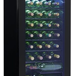 Danby DWC036A2BDB-6 3.3 Cu. Ft. Free Standing Wine Cooler, Holds 36 Bottles, Single Zone Drinks Fridge with Glass Door-Beverage Chiller for Kitchen, Home Bar, in Black