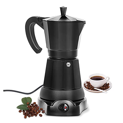 SHANGSKY Coffee Pot Electric Coffe Maker 6 Cup, Espresso Coffee Maker Cafeteras Electricas Italian Coffee Pot Espresso Makers Portable Aluminum Electric Mocha Pot Electric Moka Makers