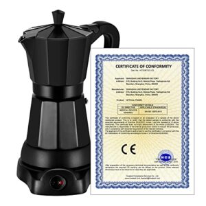 SHANGSKY Coffee Pot Electric Coffe Maker 6 Cup, Espresso Coffee Maker Cafeteras Electricas Italian Coffee Pot Espresso Makers Portable Aluminum Electric Mocha Pot Electric Moka Makers