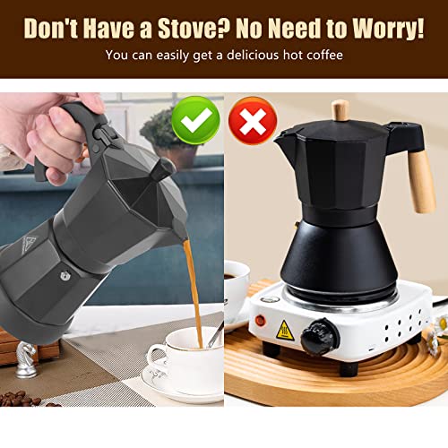 SHANGSKY Coffee Pot Electric Coffe Maker 6 Cup, Espresso Coffee Maker Cafeteras Electricas Italian Coffee Pot Espresso Makers Portable Aluminum Electric Mocha Pot Electric Moka Makers