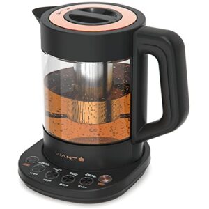 hot tea maker electric glass kettle with tea infuser and temperature control. automatic shut off. brewing programs for your favorite teas and coffee.