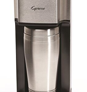 Capresso 425 On-the-Go Personal Coffee Maker, Silver/Black, Stainless steel, 16 oz