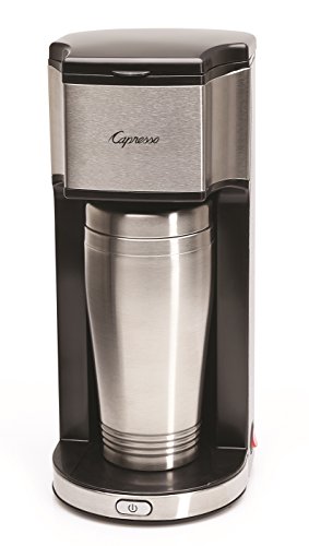 Capresso 425 On-the-Go Personal Coffee Maker, Silver/Black, Stainless steel, 16 oz