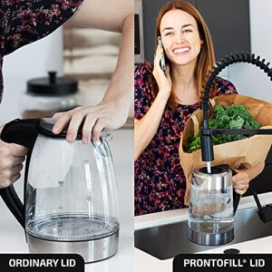 OVENTE Glass Electric Kettle Hot Water Boiler 1.7 Liter ProntoFill Tech Portable Kettle w/ Set Temperature Control, 1500W Keep Warm BPA Free w/ Stainless Steel Base & Tea Maker Infuser - Silver KG733S