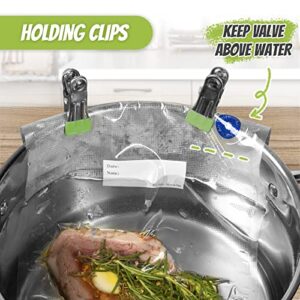 Sous Vide Bags Kit, RIIMONE 23 pack Reusable Vacuum Food Storage Bags with 3 Sizes Vacuum Food Bags,1 Hand Pump,5 Sealing Clips and 2 Clamps for Food Storage and Sous Vide Cooking