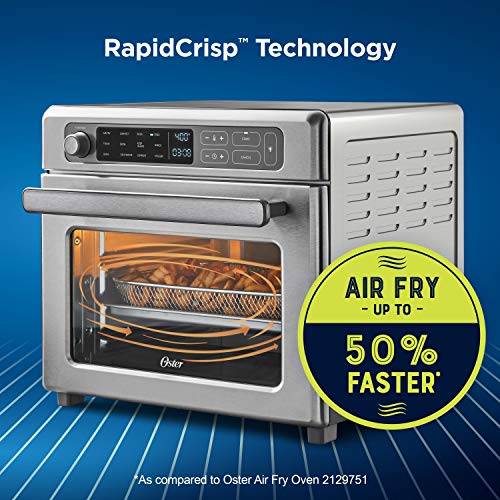 Oster Digital Air Fryer Oven with RapidCrisp, Stainless Steel, 12-Function Countertop Oven with Convection