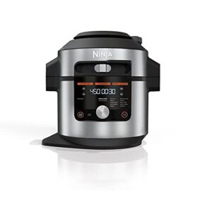 ninja ol601 foodi xl 8 qt. pressure cooker steam fryer with smartlid, 14-in-1 that air fries, bakes & more, with 3-layer capacity, 5 qt. crisp basket, silver/black (renewed)