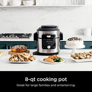 Ninja OL601 Foodi XL 8 Qt. Pressure Cooker Steam Fryer with SmartLid, 14-in-1 that Air Fries, Bakes & More, with 3-Layer Capacity, 5 Qt. Crisp Basket, Silver/Black (Renewed)