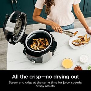Ninja OL601 Foodi XL 8 Qt. Pressure Cooker Steam Fryer with SmartLid, 14-in-1 that Air Fries, Bakes & More, with 3-Layer Capacity, 5 Qt. Crisp Basket, Silver/Black (Renewed)